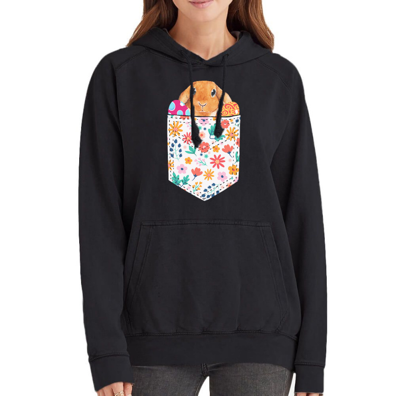 Easter Day T  Shirt Cute Rabbit Bunny Pet Easter Eggs In Pocket Easter Vintage Hoodie | Artistshot