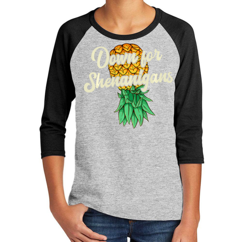 Upside Down Pineapple Down For Shenanigans Swinger Youth 3/4 Sleeve | Artistshot