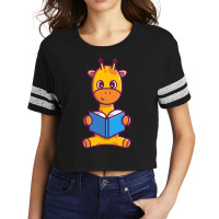 Cute Giraffe Reading Book Cartoon Scorecard Crop Tee | Artistshot