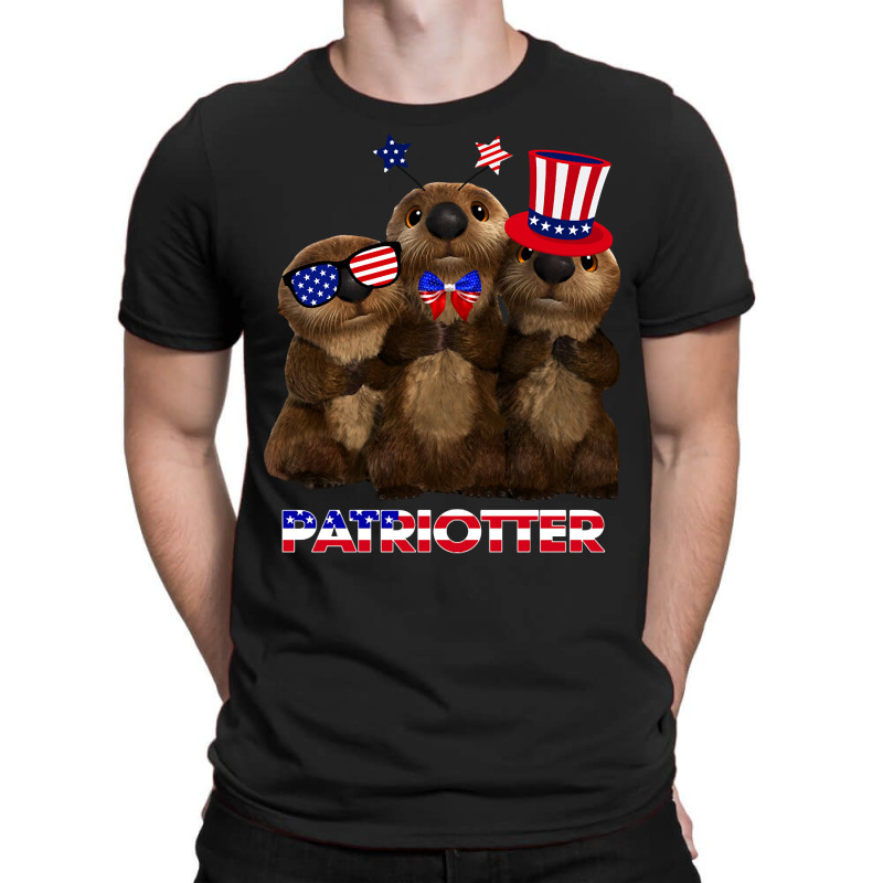 Otter Gift Patriot Otters Gift Otter 4th Of July Gift Otter American F T-shirt | Artistshot