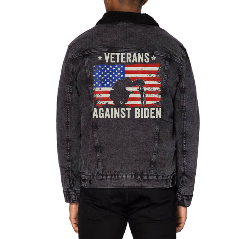 Veterans Against Say Their Names Joe Anti Biden, 4th July Unisex Sherpa-Lined Denim Jacket by Min09 | Artistshot