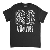 Vikings Team Mascot School Spirit Game Night Leopard Print Classic T-shirt | Artistshot