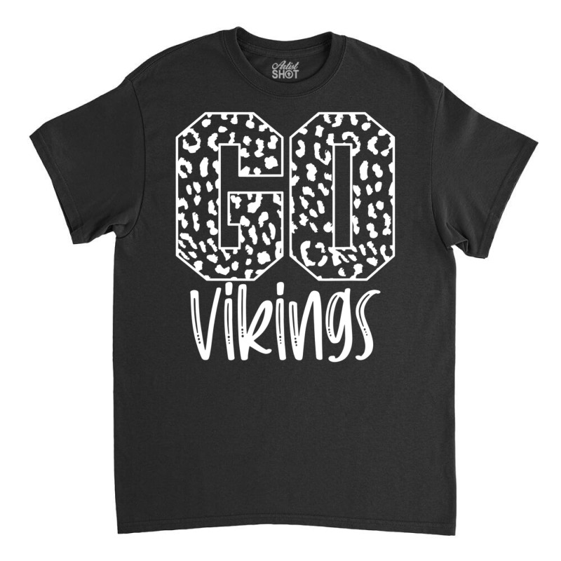 Vikings Team Mascot School Spirit Game Night Leopard Print Classic T-shirt | Artistshot