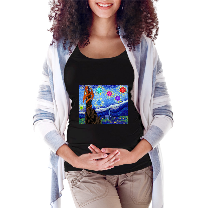 Dungeons Van Gogh Starry Night D20 T Dragons Maternity Scoop Neck T-shirt by behindcedar22 | Artistshot