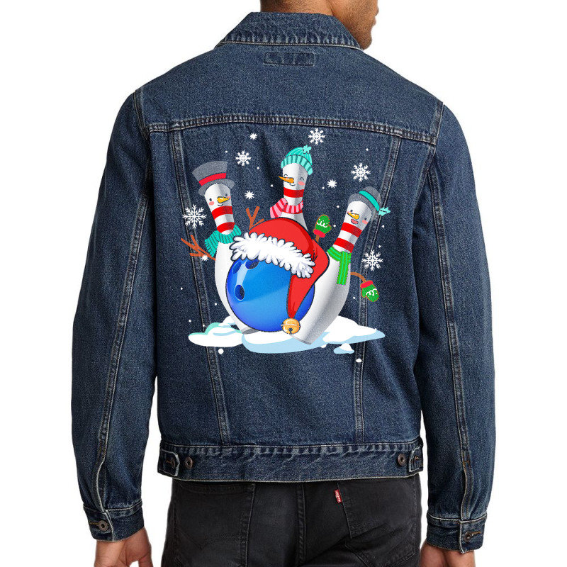 Funny Bowling With Christmas Ball Lover T  Shirt Funny Bowling With Ch Men Denim Jacket | Artistshot