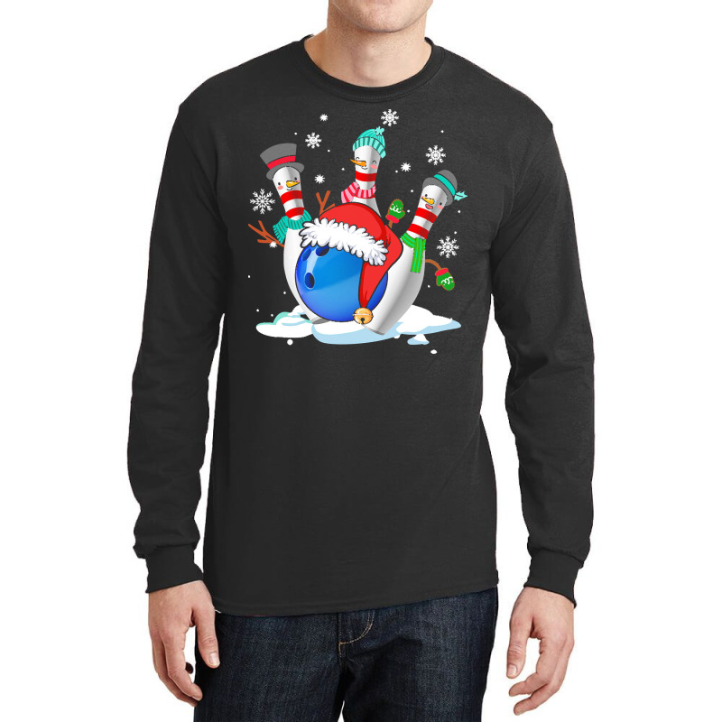 Funny Bowling With Christmas Ball Lover T  Shirt Funny Bowling With Ch Long Sleeve Shirts | Artistshot