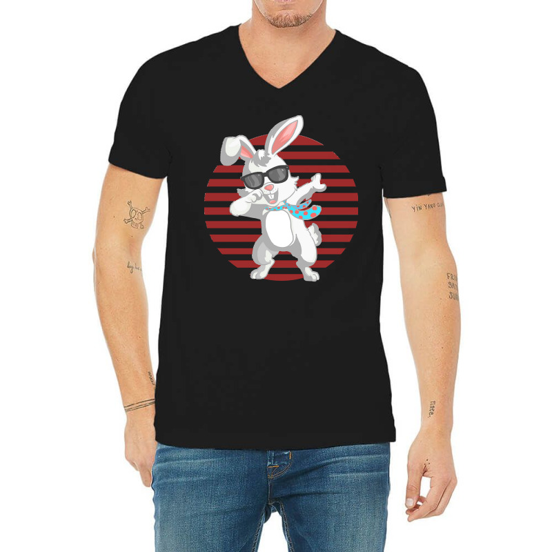 Funny Dabbit Dabbing Rabbit Sunglasses Easter Bunny Gifts V-neck Tee | Artistshot