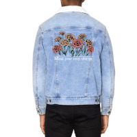 Mind Your Own Uterus Vintage Carnation Flowers Feminist Unisex Sherpa-lined Denim Jacket | Artistshot