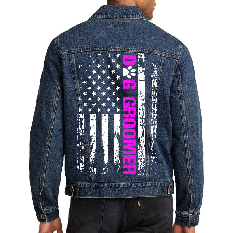 Dog Groomer  American Flag Patriotic Dog Groomer Gift Premium Men Denim Jacket by ScottArtist | Artistshot