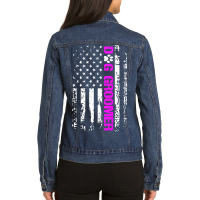 Dog Groomer  American Flag Patriotic Dog Groomer Gift Premium Ladies Denim Jacket | Artistshot