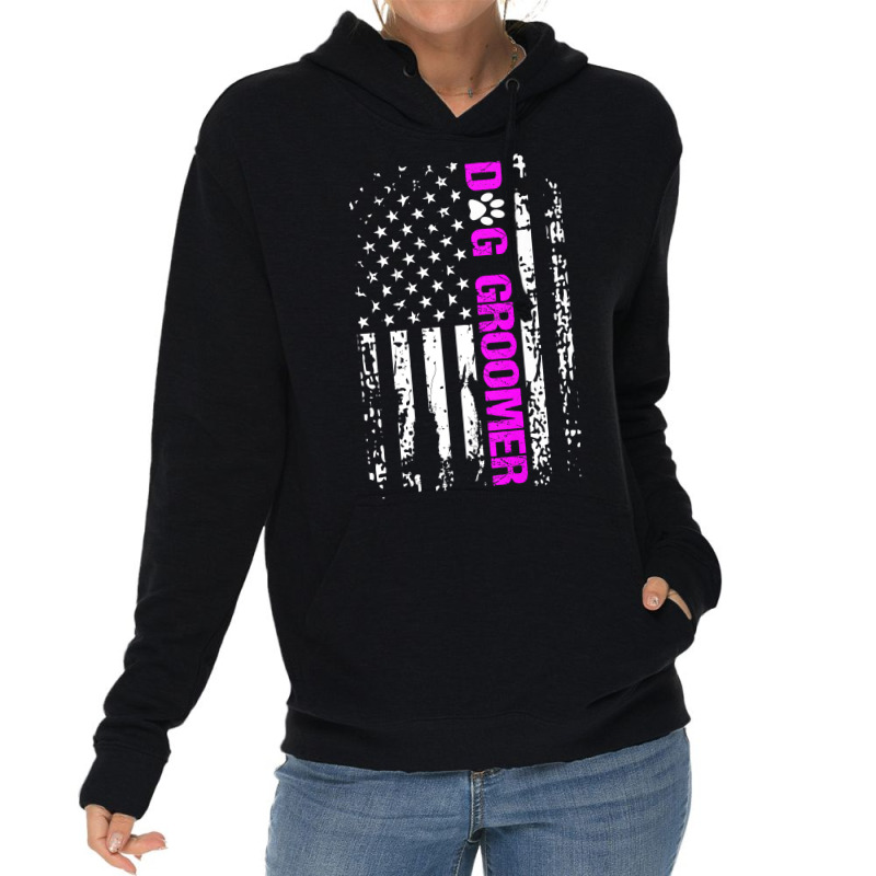 Dog Groomer  American Flag Patriotic Dog Groomer Gift Premium Lightweight Hoodie by ScottArtist | Artistshot