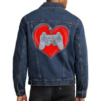 Gaming Apparel T  Shirt Heart Controller Gaming Lovers Awesome For Gam Men Denim Jacket | Artistshot