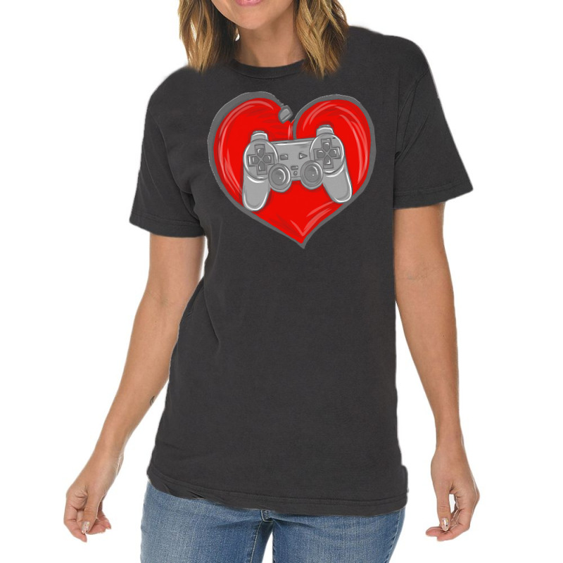 Gaming Apparel T  Shirt Heart Controller Gaming Lovers Awesome For Gam Vintage T-shirt | Artistshot