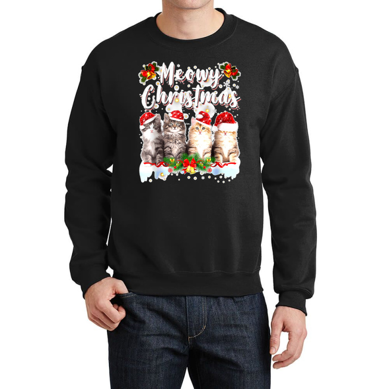 Cat Meowy Family Matching Christmas Pajamas Santa Cats Xmas Crewneck Sweatshirt by Irena D Good | Artistshot