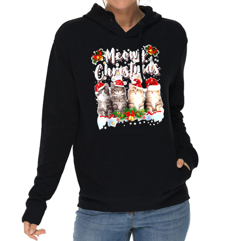 Cat Meowy Family Matching Christmas Pajamas Santa Cats Xmas Lightweight Hoodie by Irena D Good | Artistshot