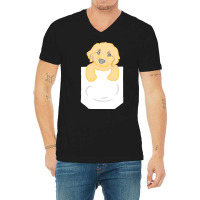 Golden Retriever Dog T  Shirt Cute Funny Golden Retriever Puppy Pocket V-neck Tee | Artistshot