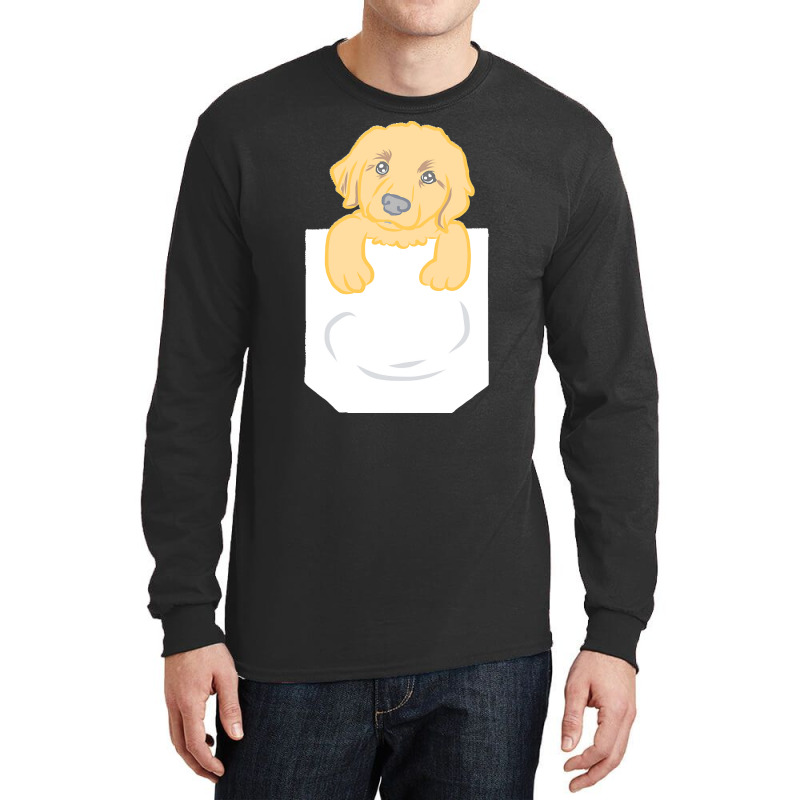 Golden Retriever Dog T  Shirt Cute Funny Golden Retriever Puppy Pocket Long Sleeve Shirts | Artistshot