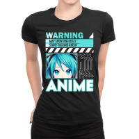 Warning May Spontaneously Talk About Anime Manga Girl Ladies Fitted T-shirt | Artistshot