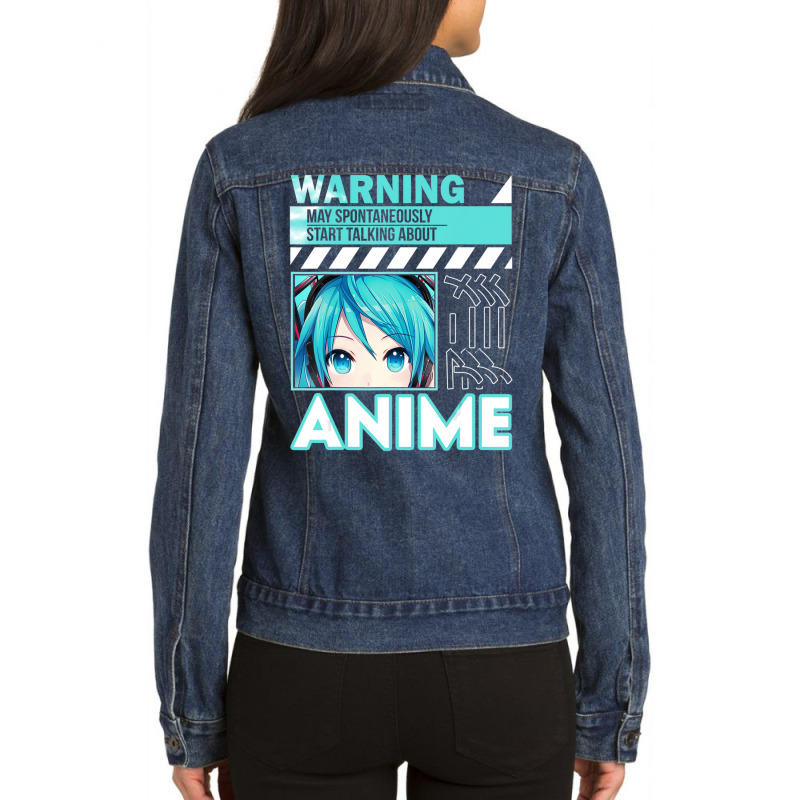 Warning May Spontaneously Talk About Anime Manga Girl Ladies Denim Jacket by rastyrocl | Artistshot