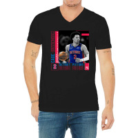 Cade Cunningham Basketball Edit Poster Pistons V-neck Tee | Artistshot