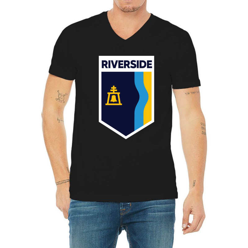 Riverside California City Flag Emblem V-Neck Tee by AbeaJuanje | Artistshot