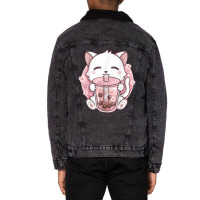 Anime Kawaii Boba Cat Bubble Tea Cat Boba Tea Cat Unisex Sherpa-lined Denim Jacket | Artistshot