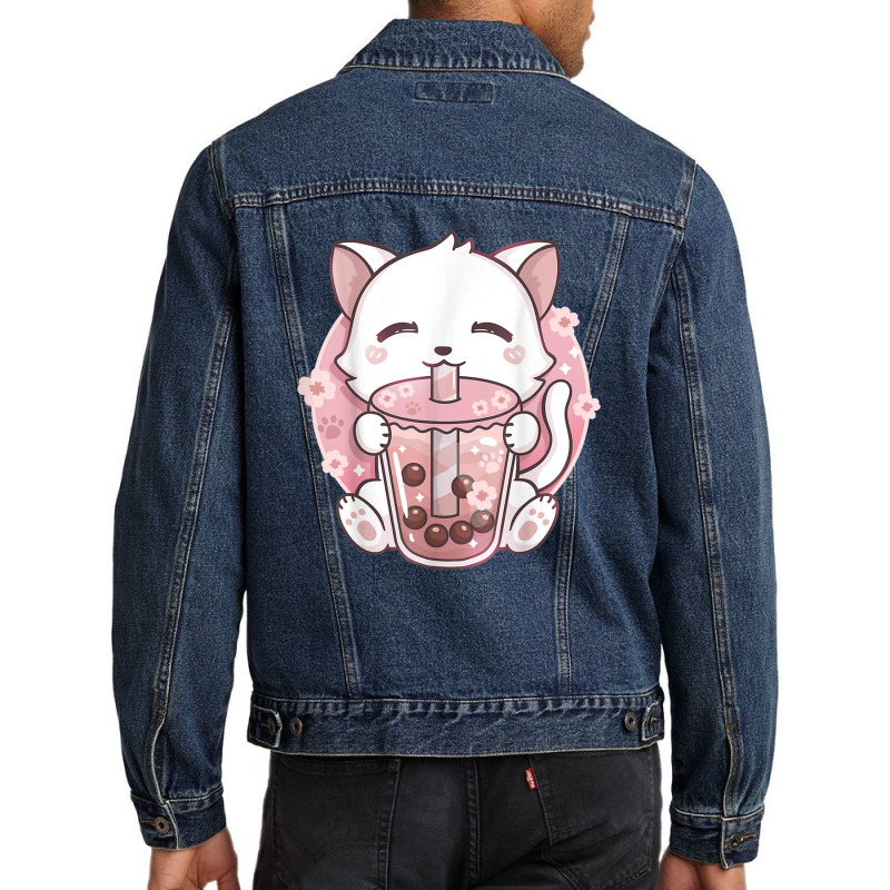 Anime Kawaii Boba Cat Bubble Tea Cat Boba Tea Cat Men Denim Jacket by Irena D Good | Artistshot