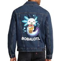 Axolotl Boba Bubble Tea Kawaii Anime Japanese Kids Teen Girl Men Denim Jacket | Artistshot