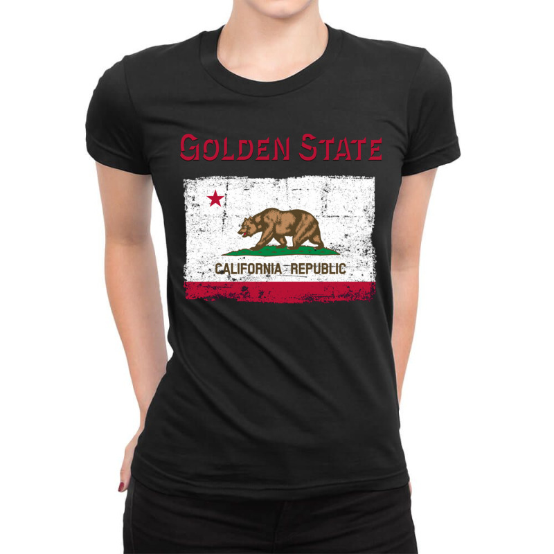 Golden State California Republic Flag Ladies Fitted T-Shirt by JemmaLyna | Artistshot