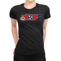 State Of Tennessee Flag With State Flower Iris 2 Ladies Fitted T-shirt | Artistshot