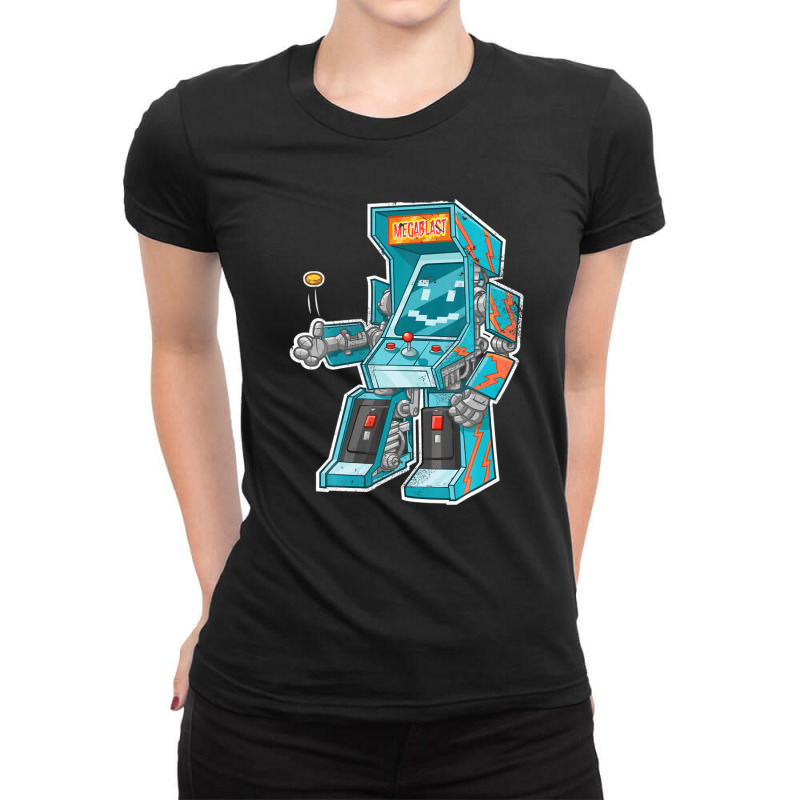 Arcade Bot- Video Game Cabinet With Joystick In Disguise Ladies Fitted T-Shirt by mccuteoraleer | Artistshot