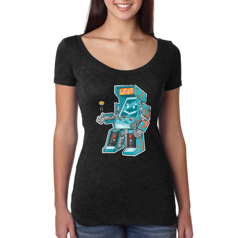 Arcade Bot- Video Game Cabinet With Joystick In Disguise Women's Triblend Scoop T-shirt by mccuteoraleer | Artistshot