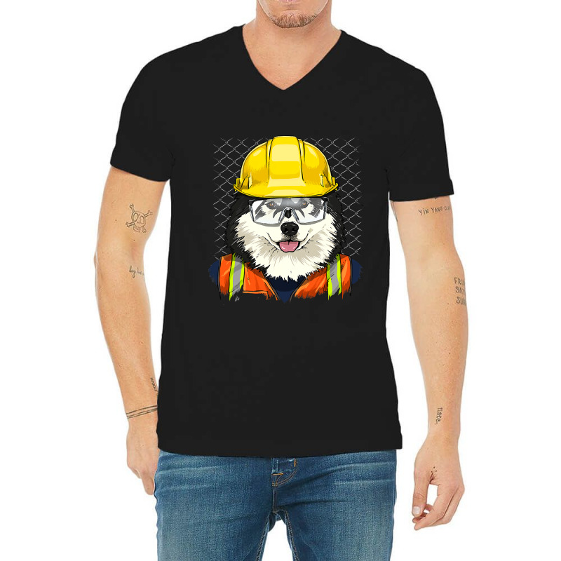 Alaskan Malamute Construction Worker Alaskan Malamute Dog 234 V-neck Tee | Artistshot