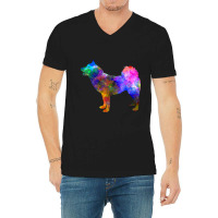 Greenland Dog In Watercolor V-neck Tee | Artistshot