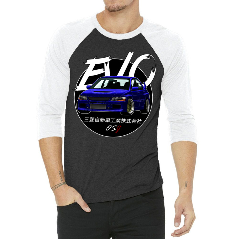 Jdm Evo Blue Black Sun Edition 3/4 Sleeve Shirt | Artistshot