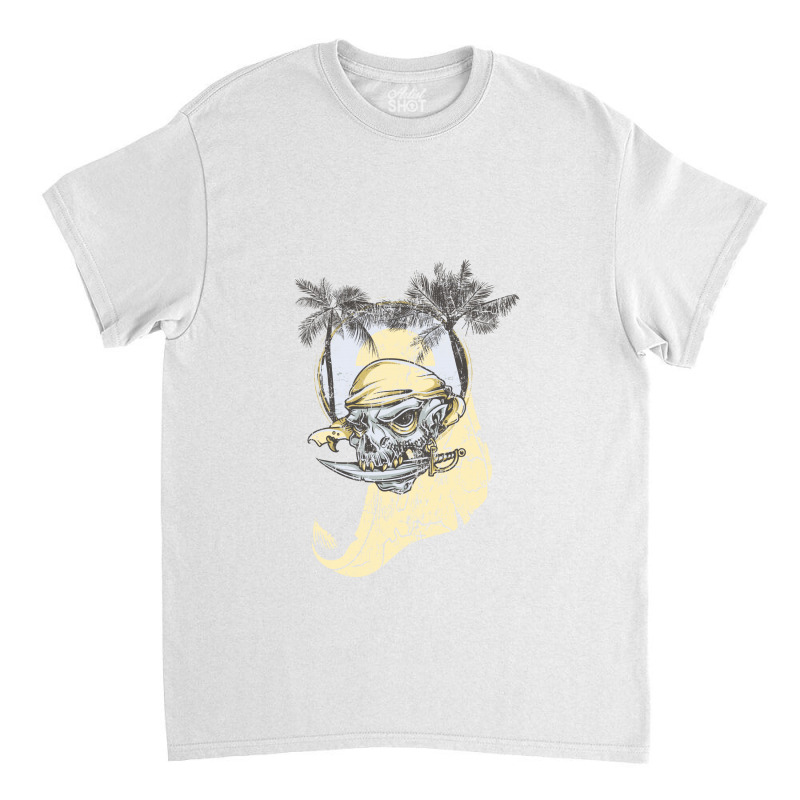 A Pirate Skull On A Sunny Caribbean Background, Perfect For The Summer Classic T-shirt | Artistshot