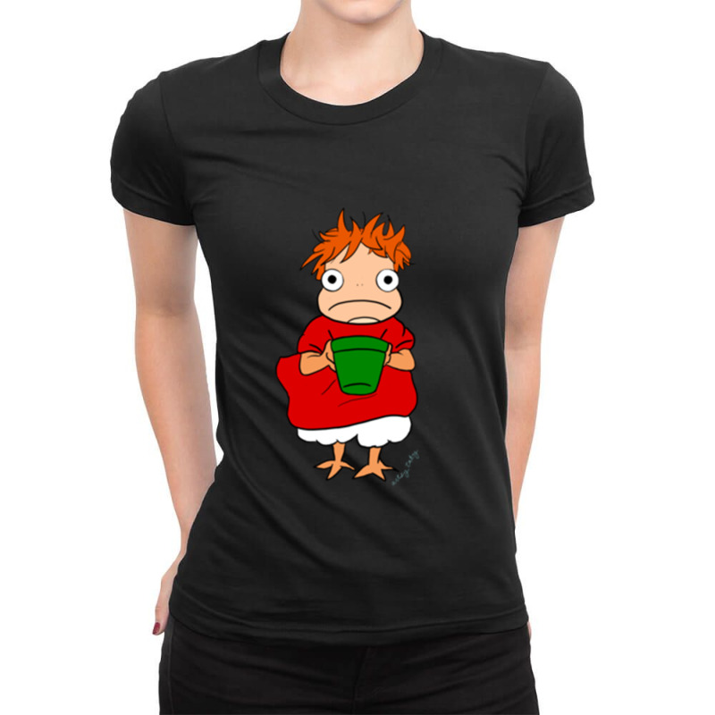 Ponyo With Their Bucket Long Ladies Fitted T-Shirt by AYESHAJOHNSON | Artistshot