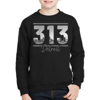 Detroit 313 Area Code Skyline Michigan Vintage Youth Sweatshirt | Artistshot