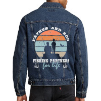 Father And Son Fishing Partners For Life Dad Son Fishing Premium Men Denim Jacket | Artistshot