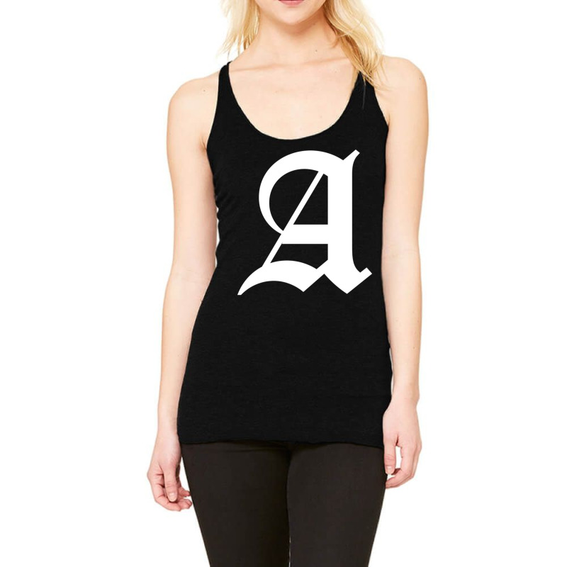 A Gothic Font Capital Letter A White Racerback Tank by ReenaKonicek | Artistshot