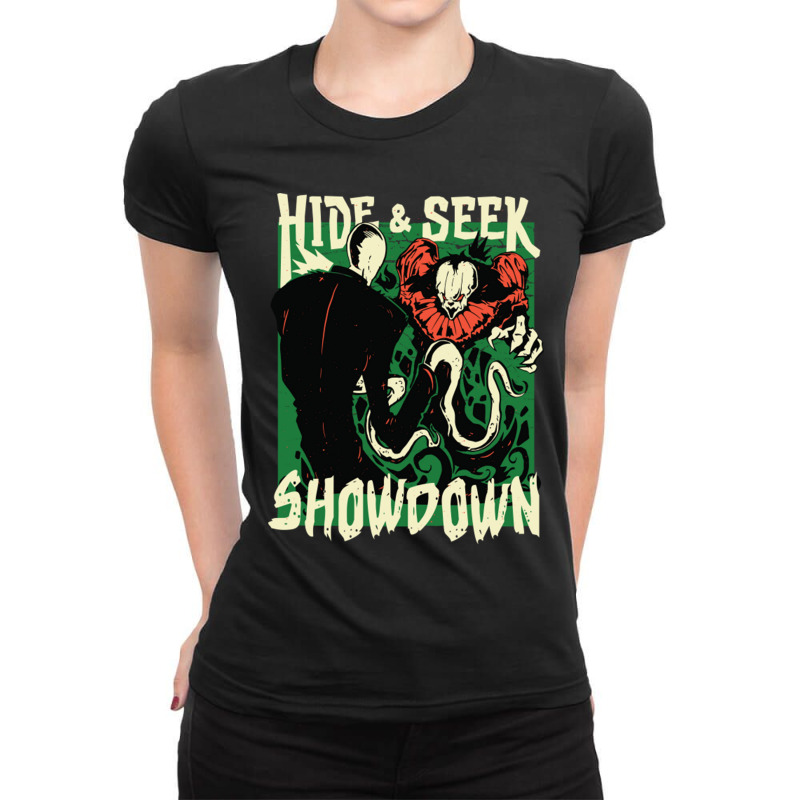 Horror Hide Seek Showdown Ladies Fitted T-Shirt by SandraDelpha | Artistshot