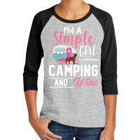 I'm Simple Girl I Love Dogs Camping And Wine For Dark Youth 3/4 Sleeve | Artistshot