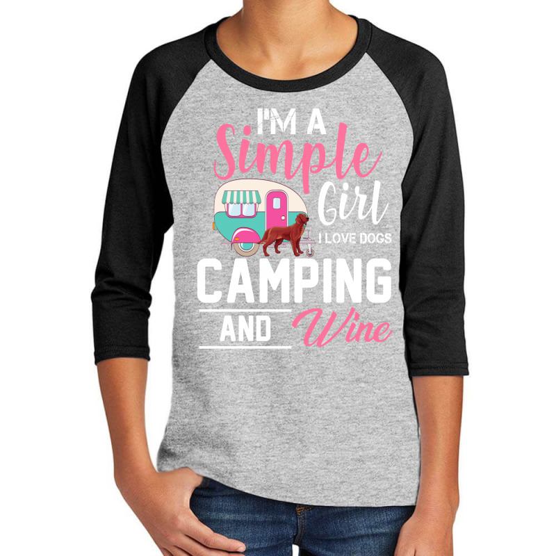 I'm Simple Girl I Love Dogs Camping And Wine For Dark Youth 3/4 Sleeve by autlu2024 | Artistshot