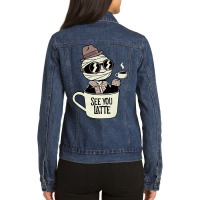 Invisible Before My Coffee Ladies Denim Jacket | Artistshot