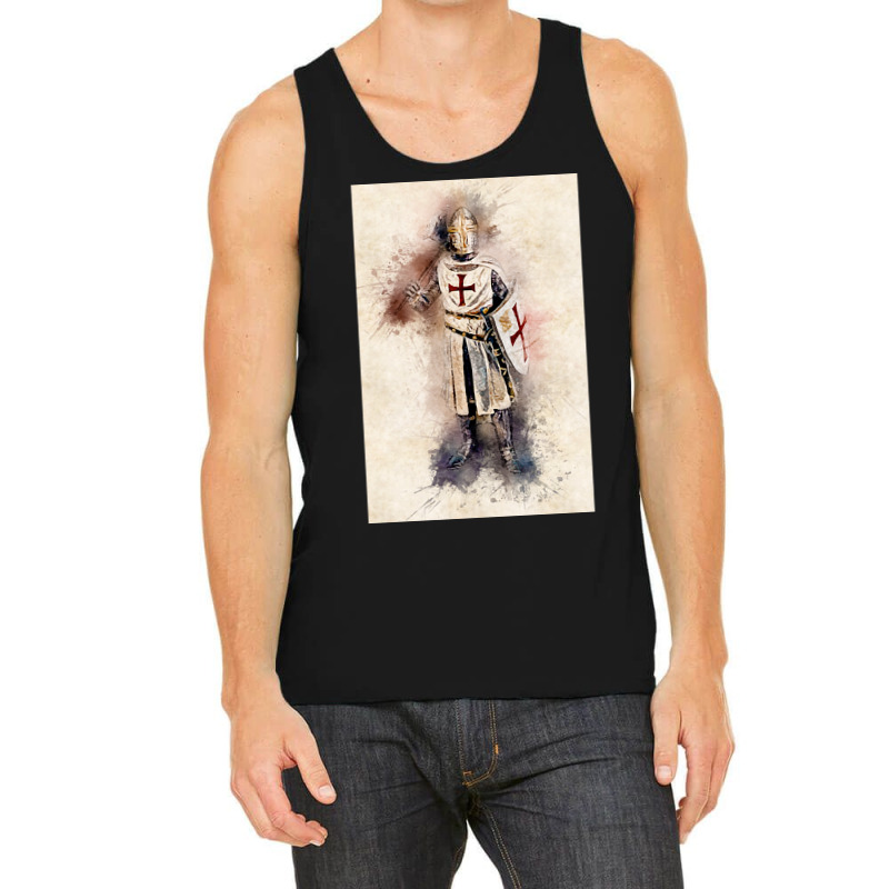 Knights Templar Warrior The Crusader Watercolor Historic Fine Art Tank Top | Artistshot