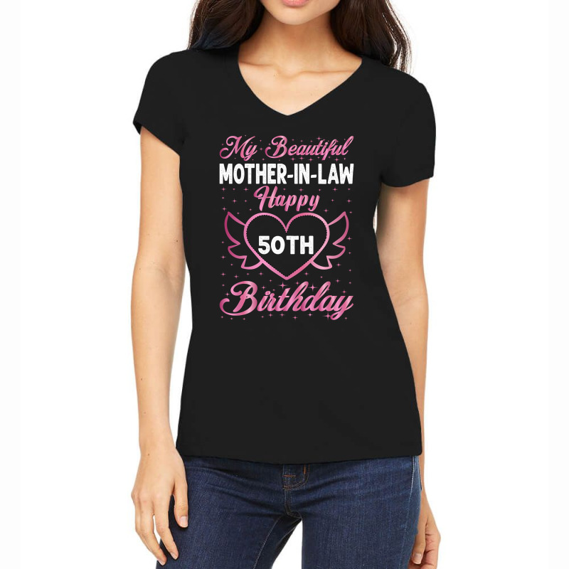 Mother In Law Birthday 50th Women's V-Neck T-Shirt by declangreenwood | Artistshot