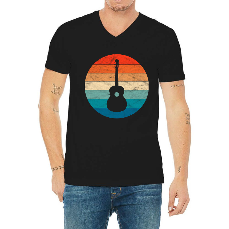 Vintage Retro Acoustic Guitar V-neck Tee | Artistshot