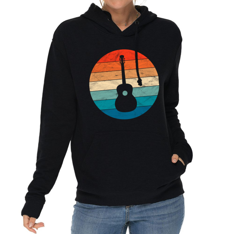 Vintage Retro Acoustic Guitar Lightweight Hoodie | Artistshot