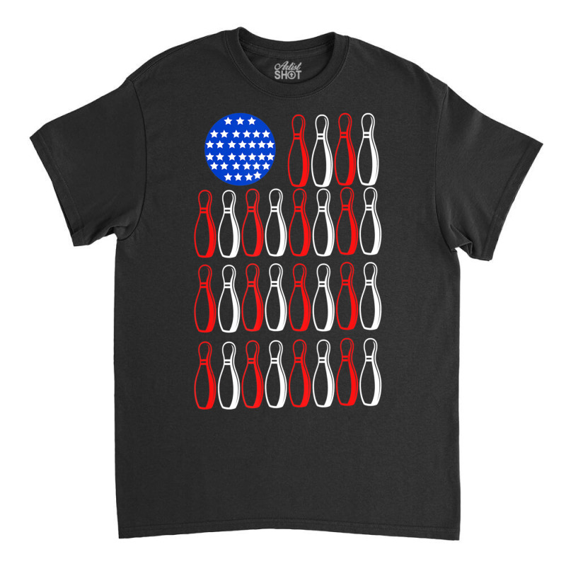 American Flag Patriot Patriotic Strike Sports Bowler Bowling Classic T-shirt by rastyrocl | Artistshot