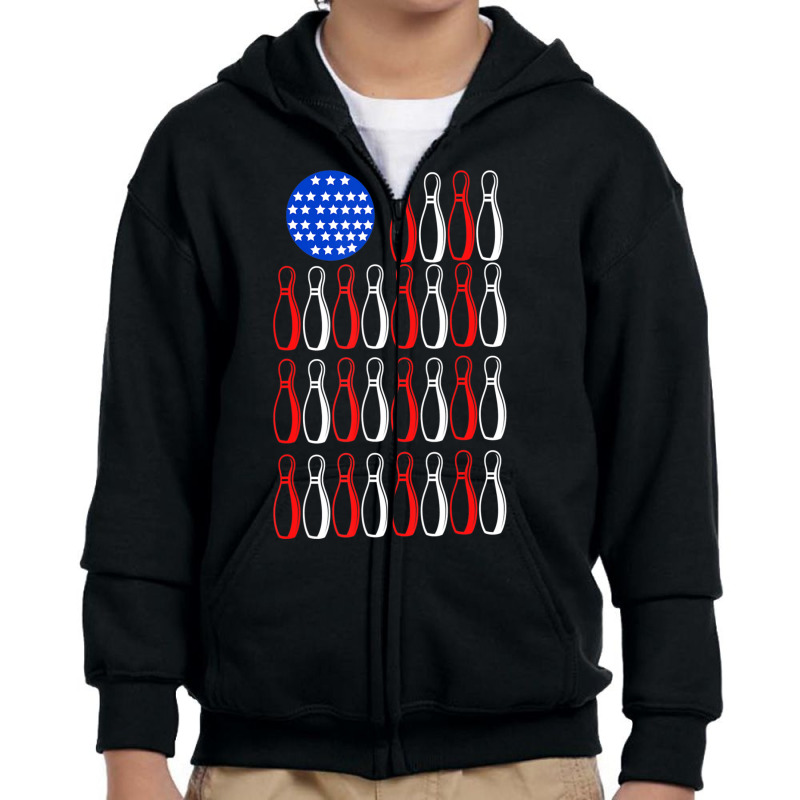 American Flag Patriot Patriotic Strike Sports Bowler Bowling Youth Zipper Hoodie by rastyrocl | Artistshot